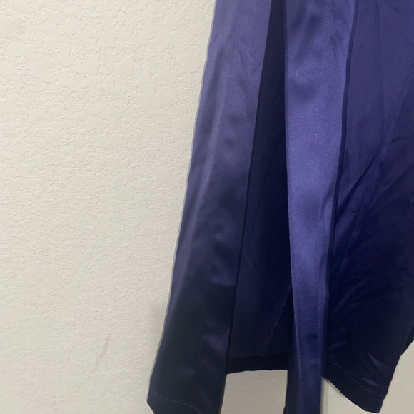 Anthropologie Sateen Trouser Dark Academia Preppy Purple Maxi Skirt High Slit 10 - Picture 6 of 12